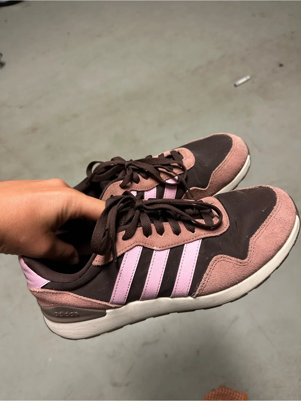 adidas Women's Brown and Pink Retro Runner Sneakers